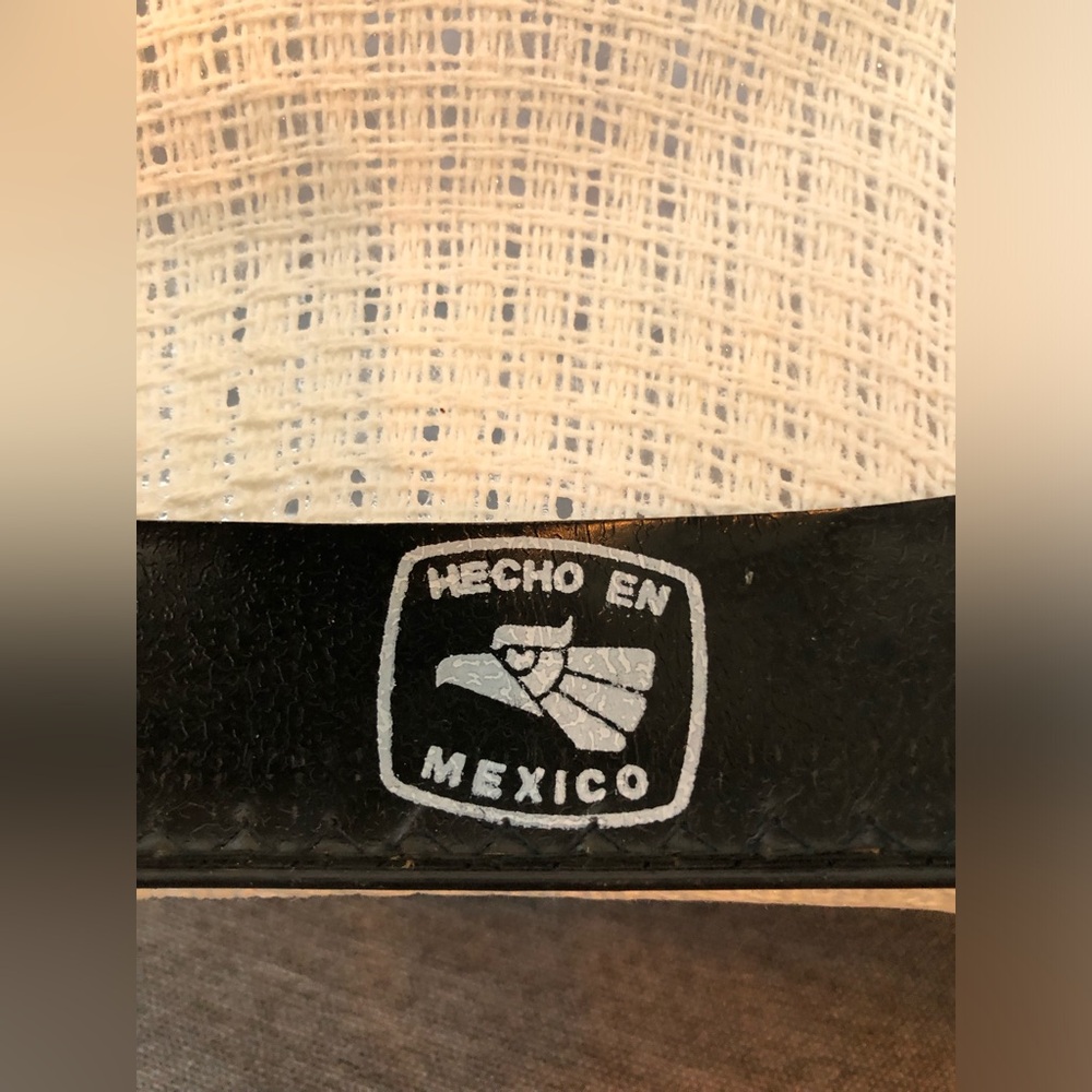 San Francisco Sombreros Cream Stiff Straw Hat and Brown Band - Picture 7 of 11